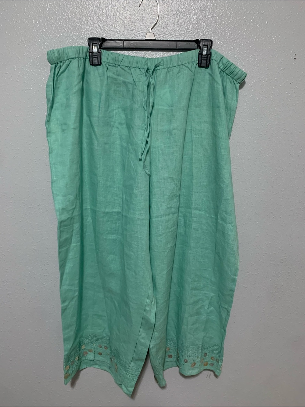 100% Linen Lightweight Mint Green Linen Wide-Leg Pants